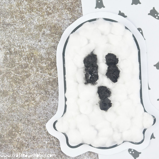 Fluffy Ghost Halloween Craft For Kids FREE Printable