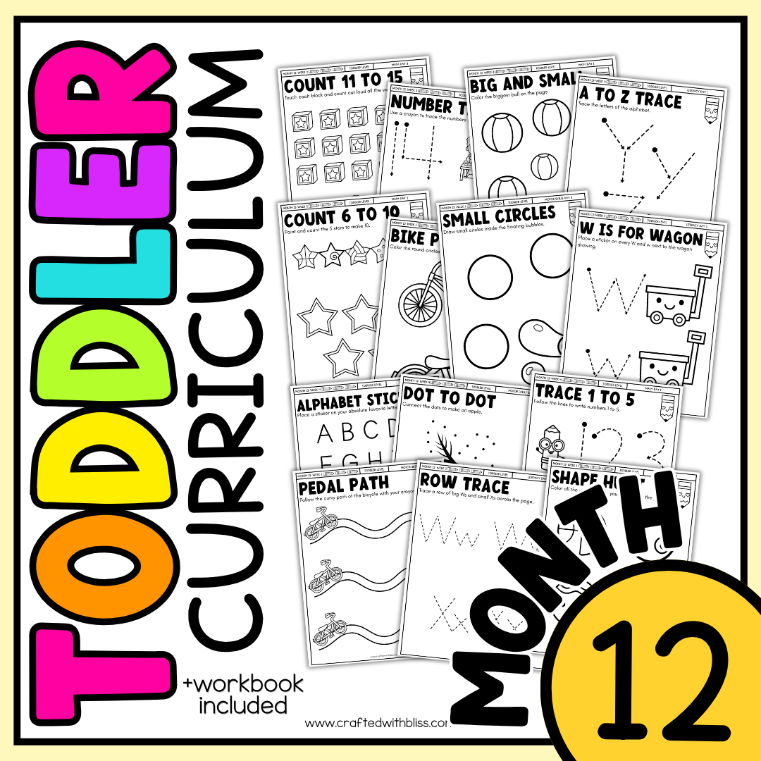 July Month 12 Toddler Curriculum Workbook Homeschool Tot School Daycare