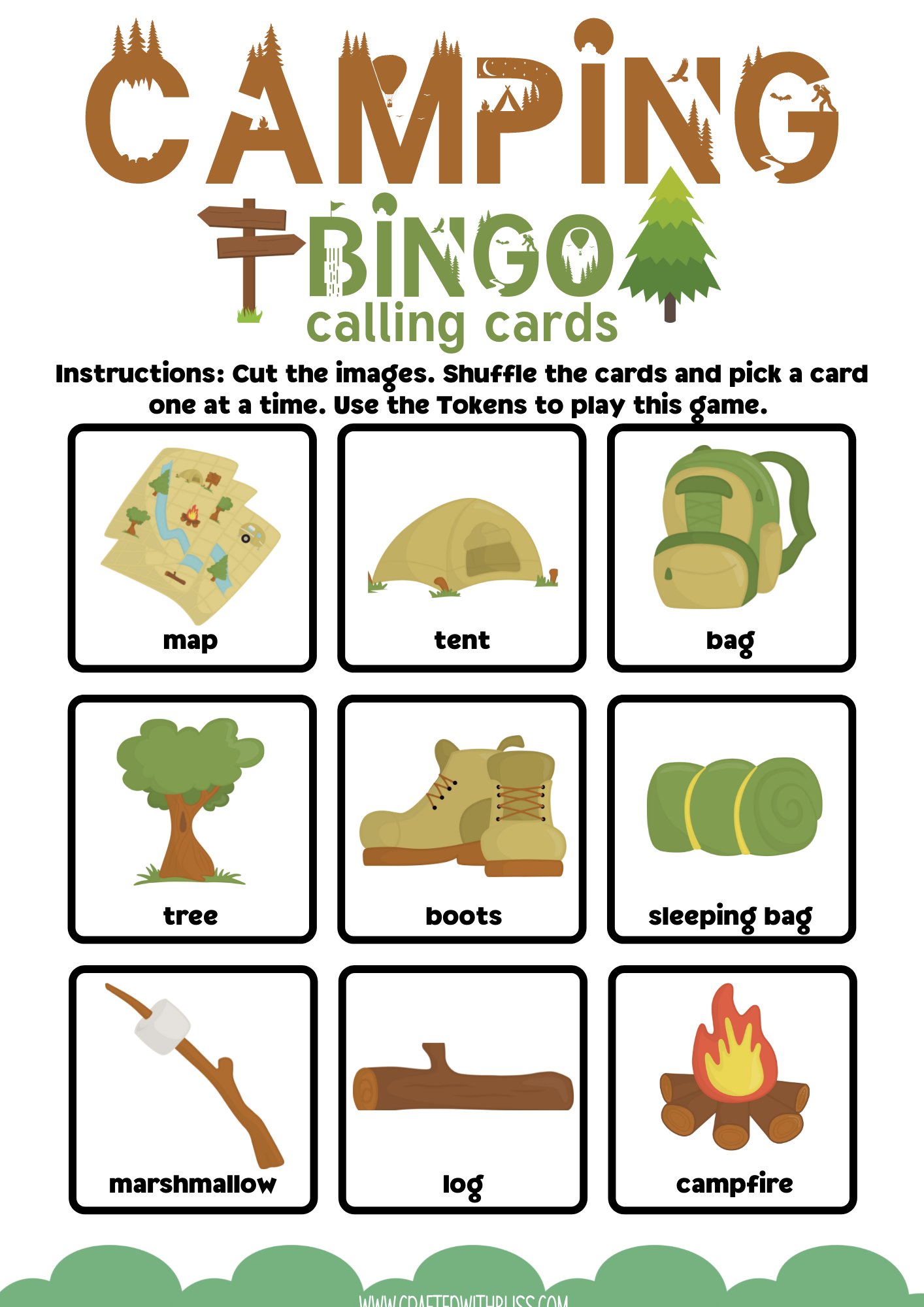 10 Camping BINGO For Preschool Kindergarten