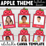 Editable Apple Theme Photo Craft Back to School Fall Bulletin Board Decor Canva