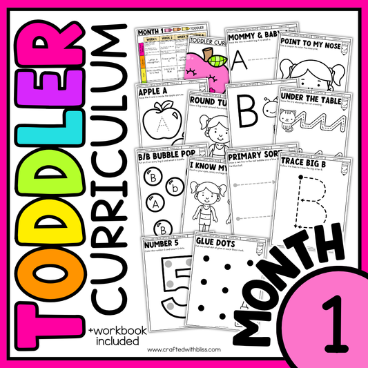 Month 1 Toddler Curriculum Workbook Homeschool Tot School Daycare