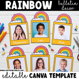 Editable Rainbow Theme Photo Craft Spring Bulletin Board Decor Canva
