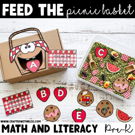 Themed Feed Me Mini Bundle Sensory Bin Pre-K Literacy and Math Center
