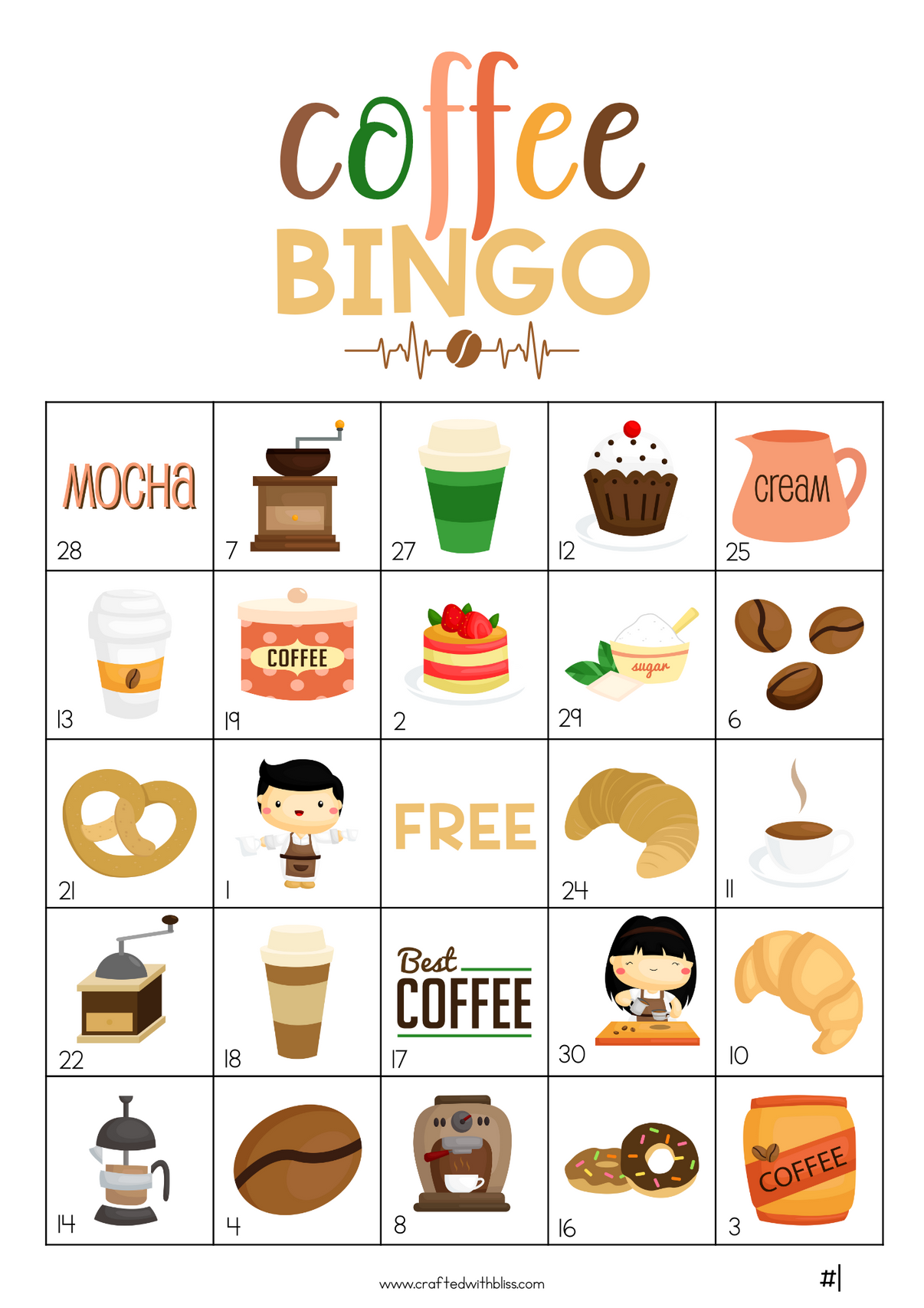 50 Coffee Bingo Cards (5x5) – CraftedwithBliss