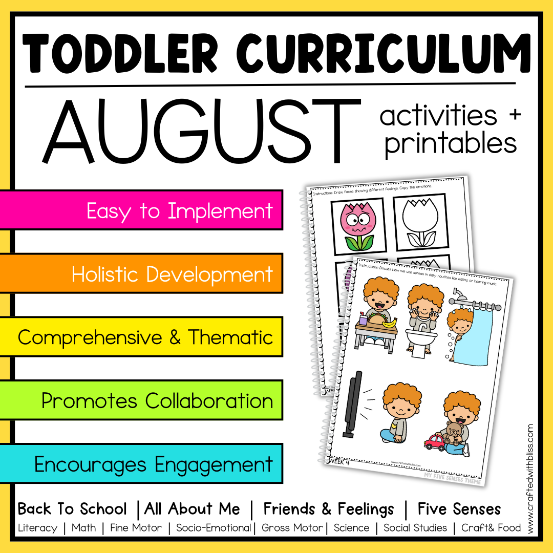 August Toddler Curriculum Activities and Printable Tot School Homeschool Daycare