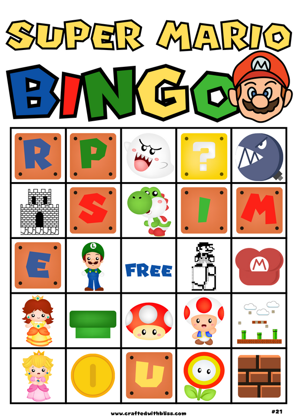 Super Mario BINGO For Kids - 20 Cards – CraftedwithBliss