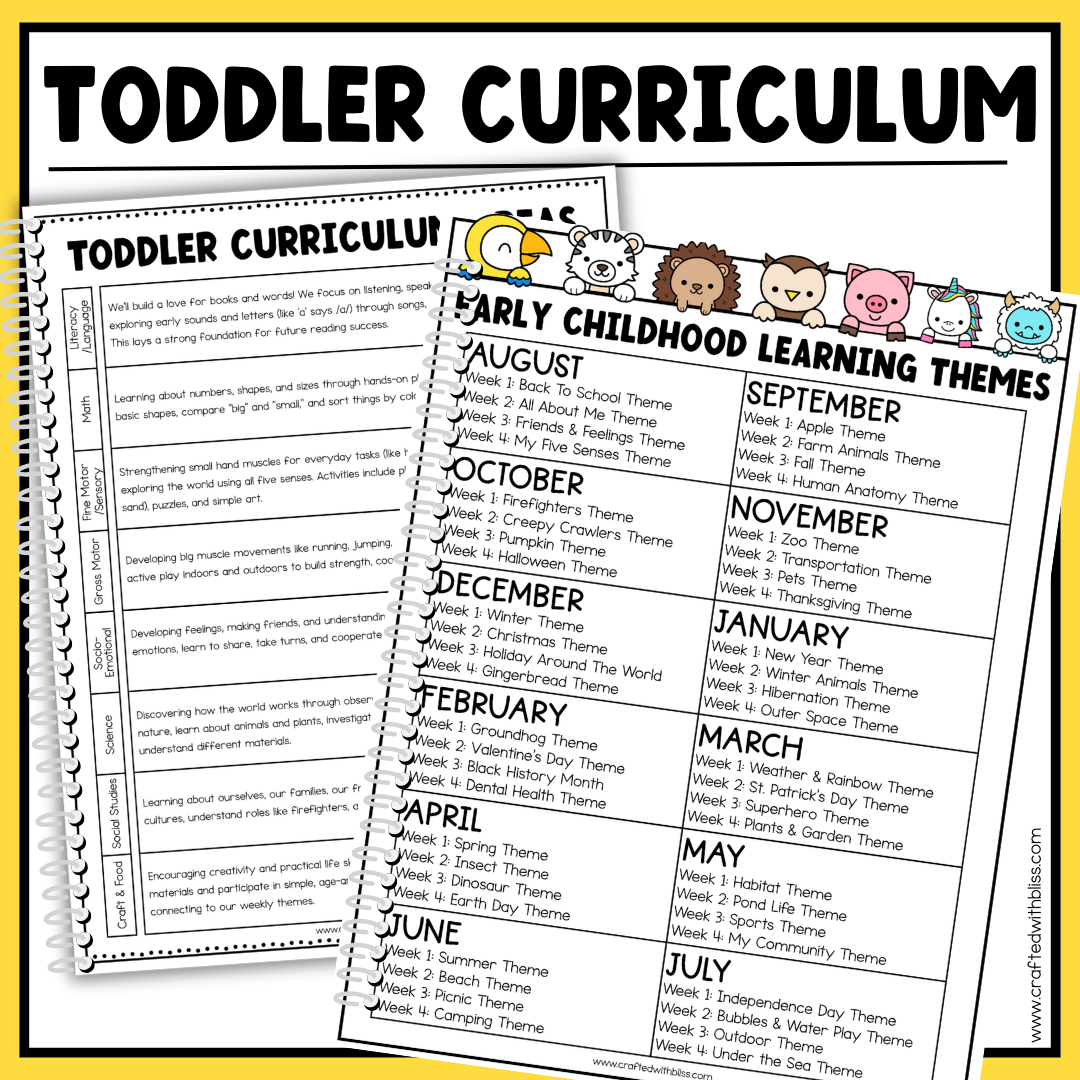 August Toddler Curriculum Activities and Printable Tot School Homeschool Daycare