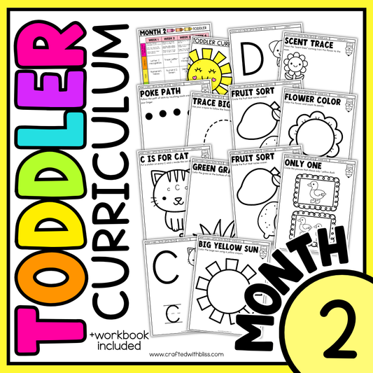 Month 2 Toddler Curriculum Workbook Homeschool Tot School Daycare