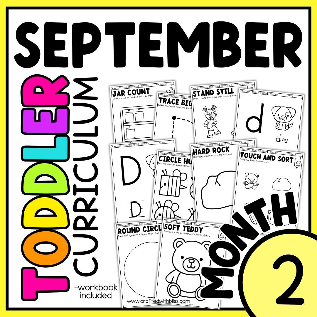 September Month 2 Toddler Curriculum Workbook Homeschool Tot School Daycare