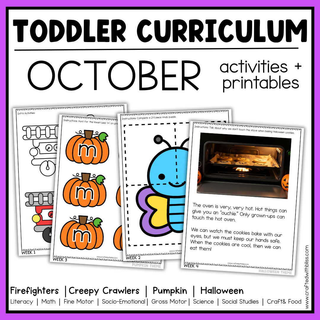 October Toddler Curriculum Activities and Printable Tot School Homeschool