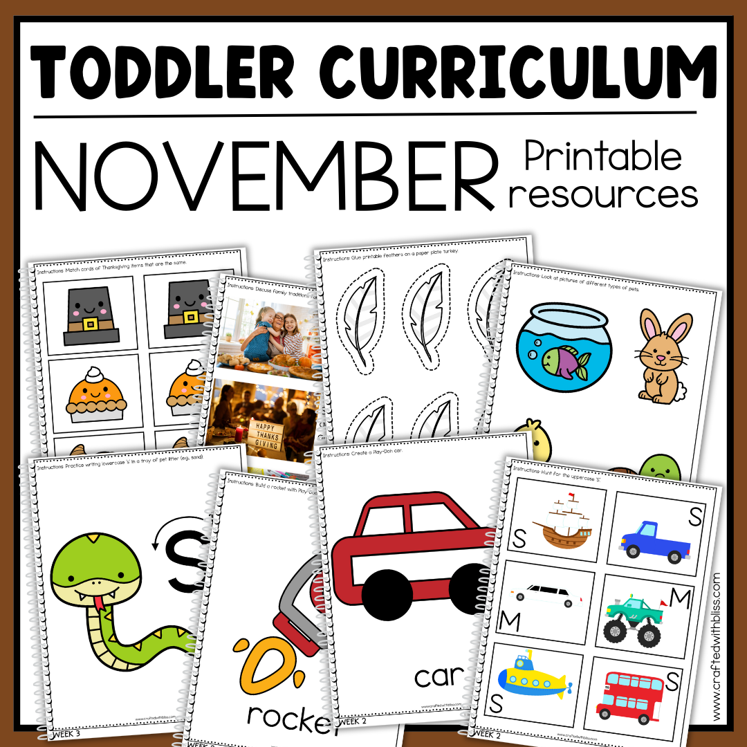 November Toddler Curriculum Activities and Printable Tot School Homeschool