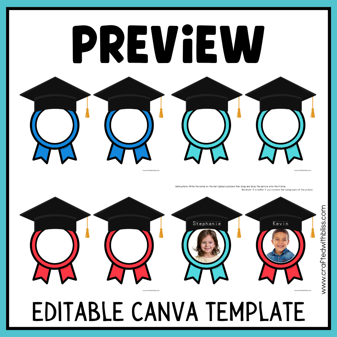 Editable Graduation Bulletin Decor [Pre-k, Preschool, Kinder] End of the Year