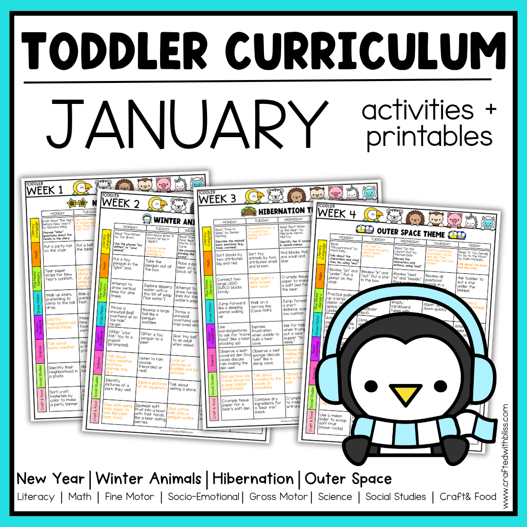 January Toddler Curriculum Activities and Printable Tot School Homeschool