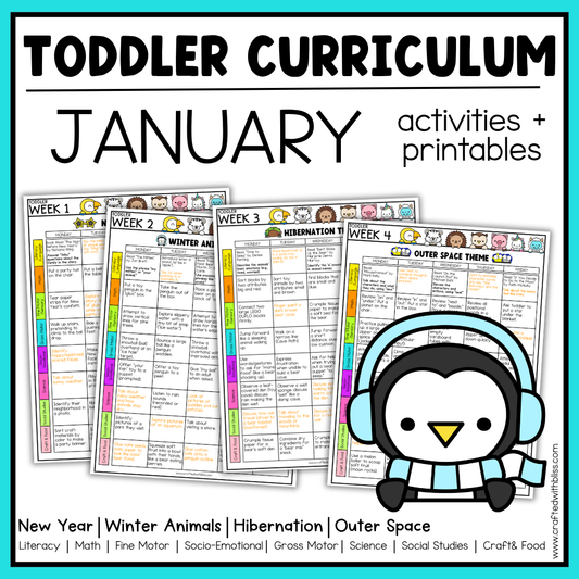 January Toddler Curriculum Activities and Printable Tot School Homeschool