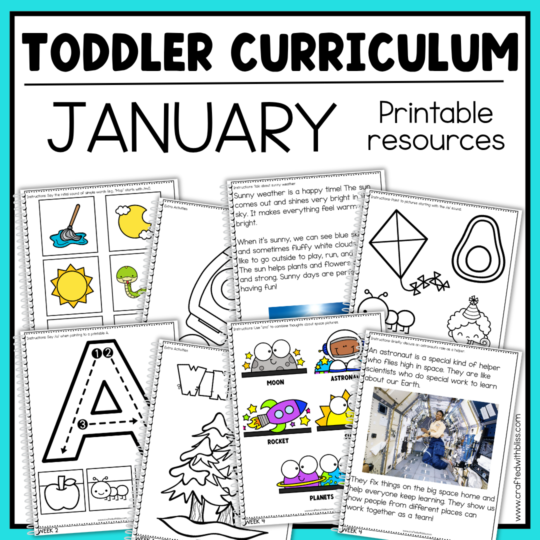 January Toddler Curriculum Activities and Printable Tot School Homeschool