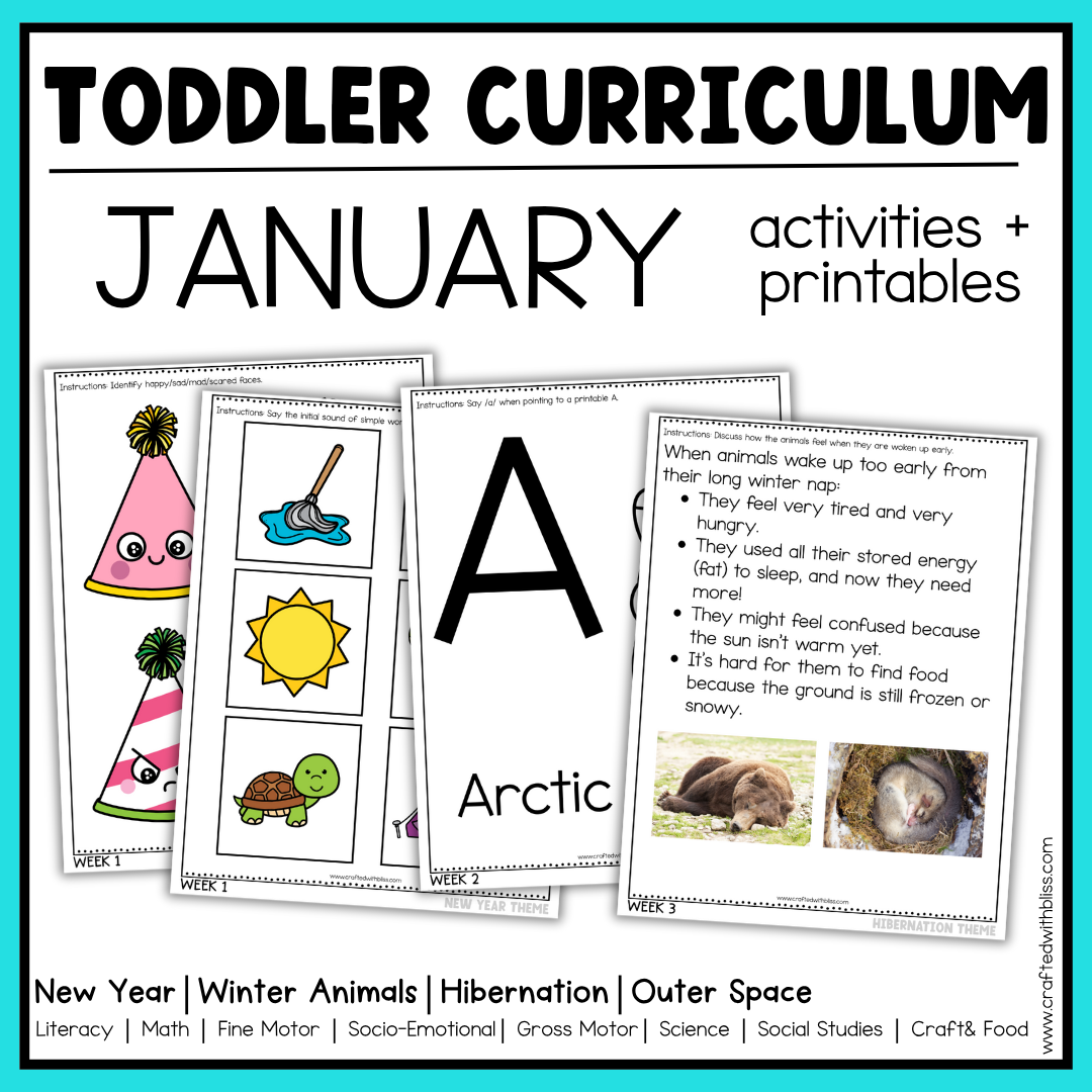 January Toddler Curriculum Activities and Printable Tot School Homeschool