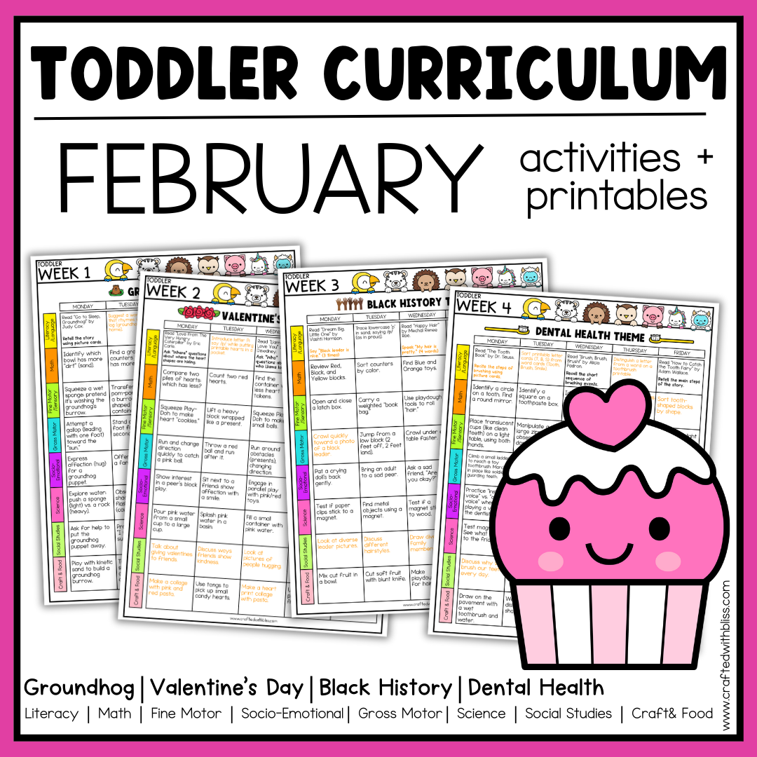 February Toddler Curriculum Activities and Printable Tot School Homeschool