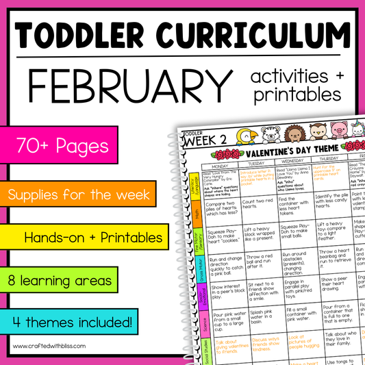 February Toddler Curriculum Activities and Printable Tot School Homeschool