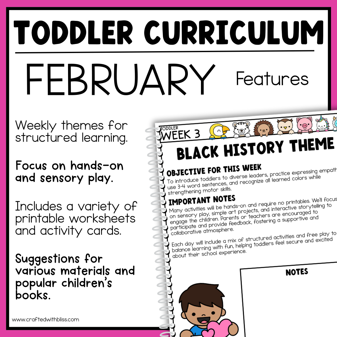 February Toddler Curriculum Activities and Printable Tot School Homeschool