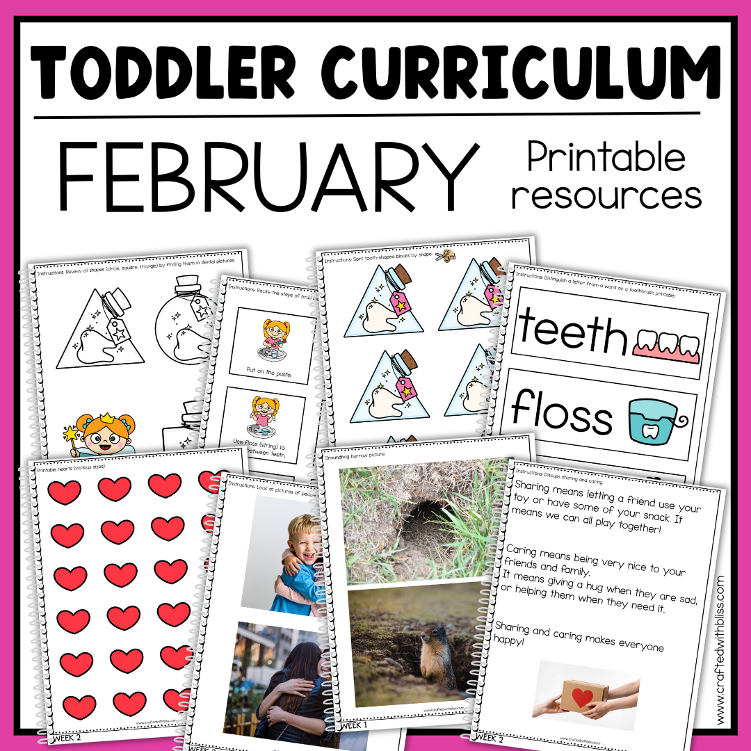 February Toddler Curriculum Activities and Printable Tot School Homeschool