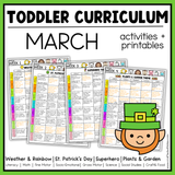 March Toddler Curriculum Activities and Printable Tot School Homeschool St. Patrick's Day