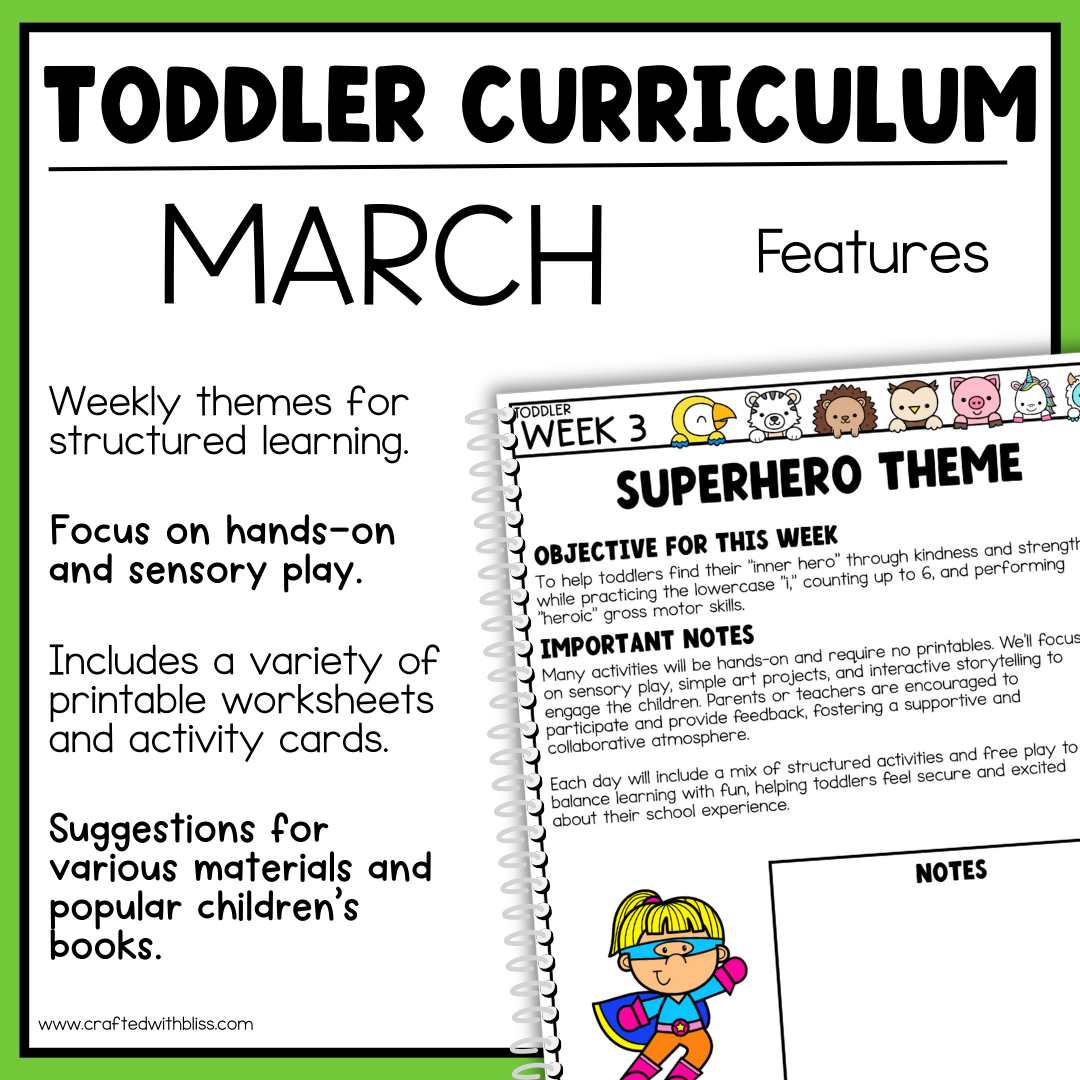 March Toddler Curriculum Activities and Printable Tot School Homeschool St. Patrick's Day