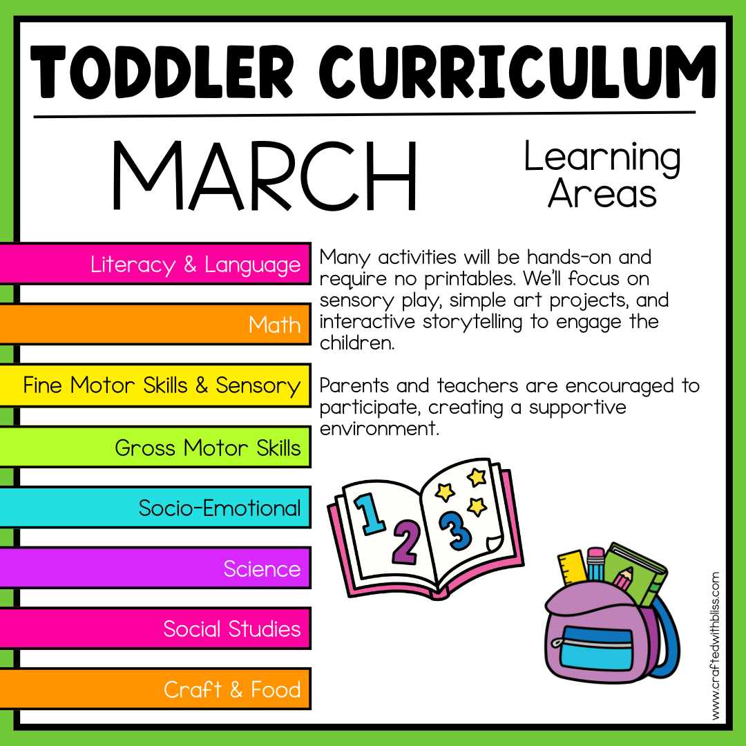 March Toddler Curriculum Activities and Printable Tot School Homeschool St. Patrick's Day