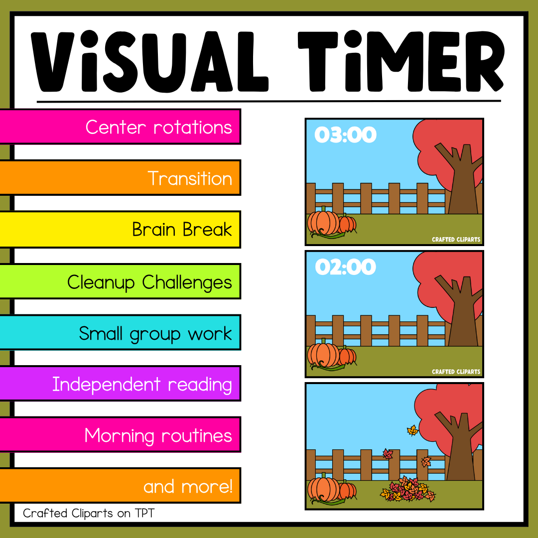 Fall Visual Timer Classroom Management Tool Transition PPT Video Autumn
