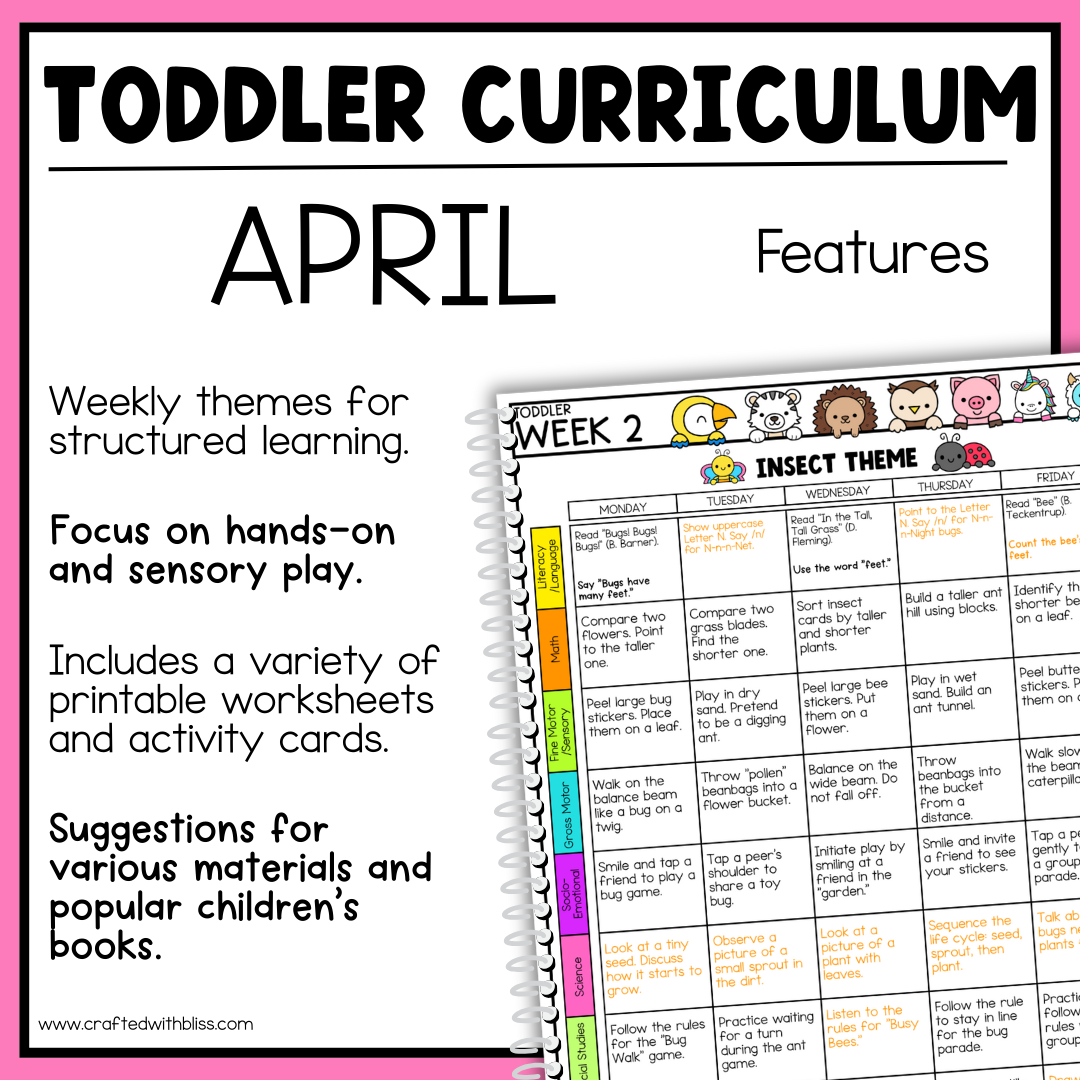 April Toddler Curriculum Activities and Printable Tot School Homeschool Spring