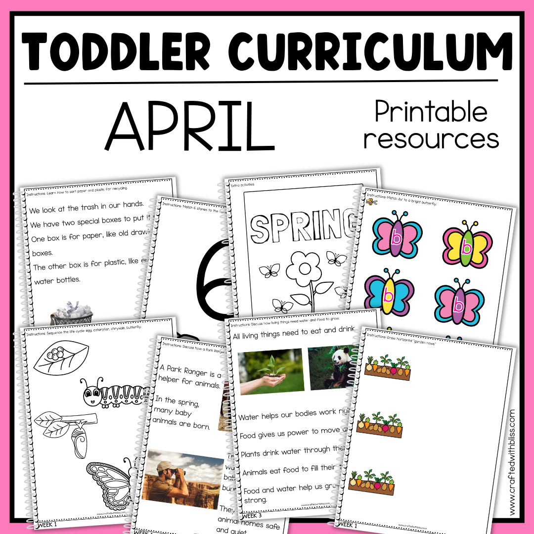 April Toddler Curriculum Activities and Printable Tot School Homeschool Spring