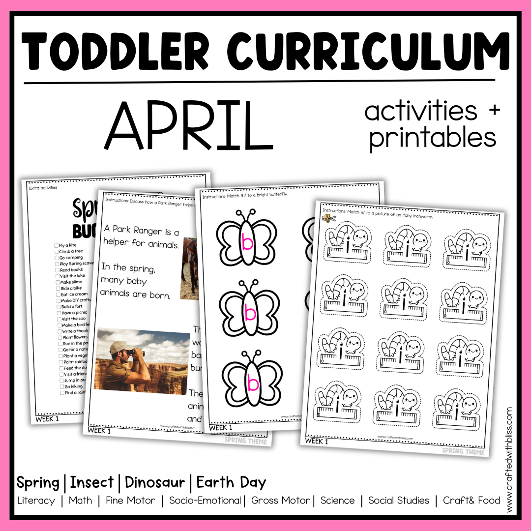 April Toddler Curriculum Activities and Printable Tot School Homeschool Spring