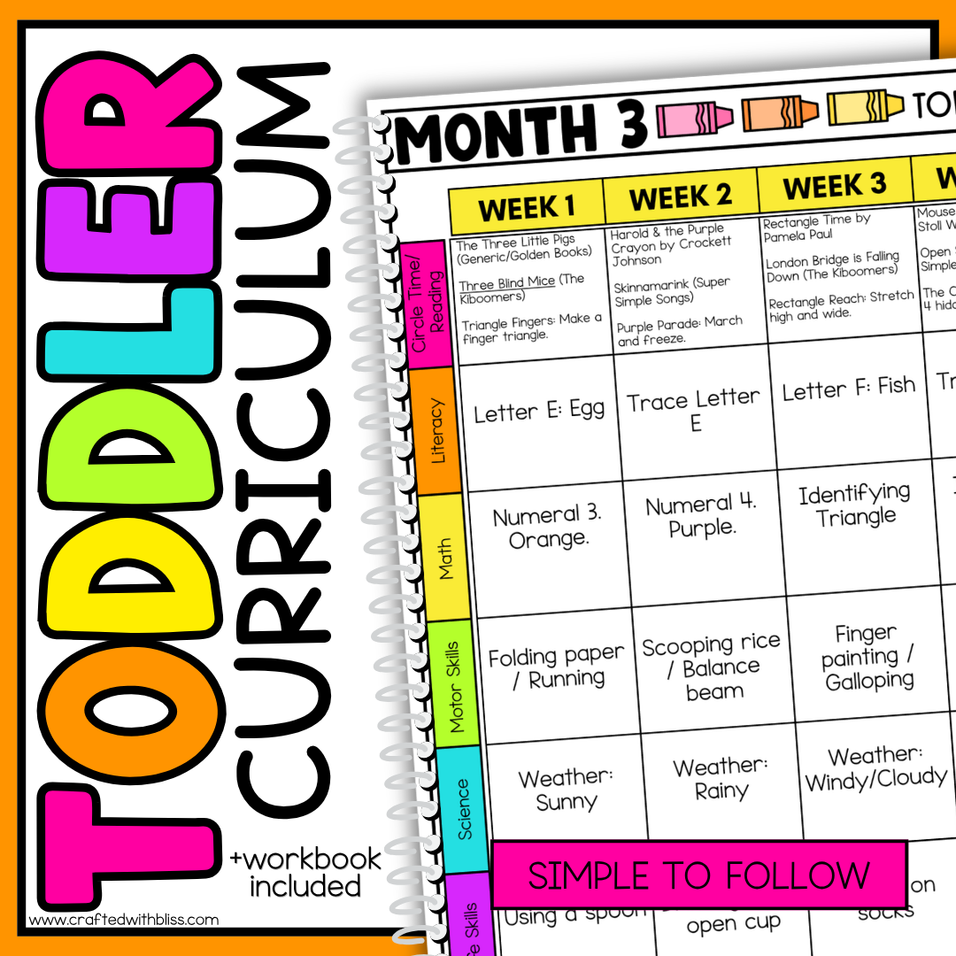 October Month 3 Toddler Curriculum Workbook Homeschool Tot School Daycare