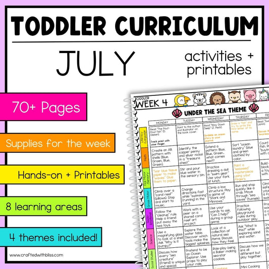 July Toddler Curriculum Activities and Printable Tot School Homeschool