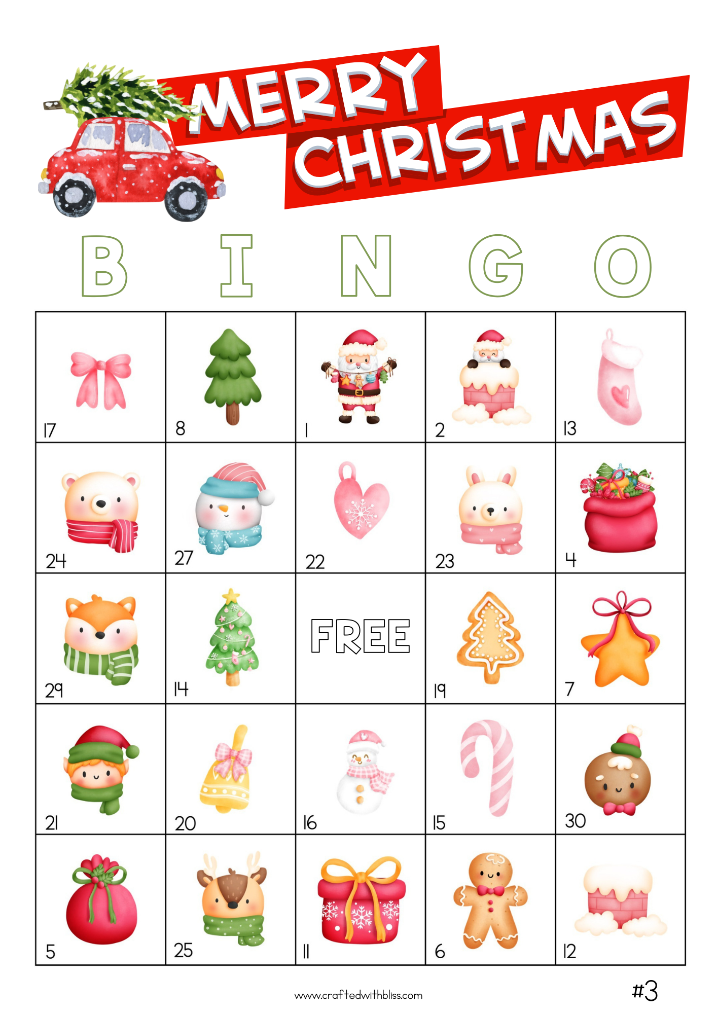 50 Christmas Bingo Cards (5x5)