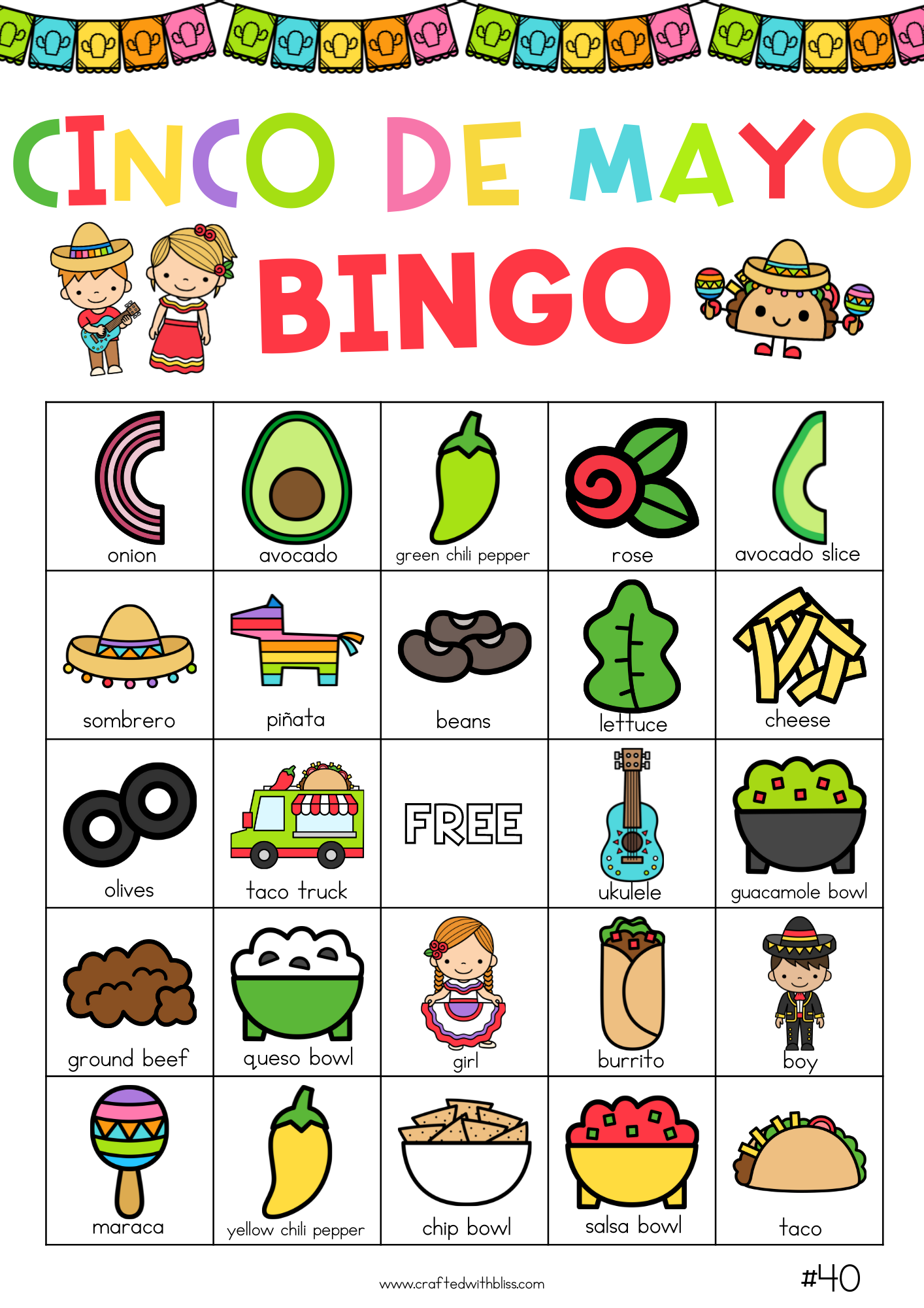 50 Cinco De Mayo Bingo Cards (5x5) – CraftedwithBliss