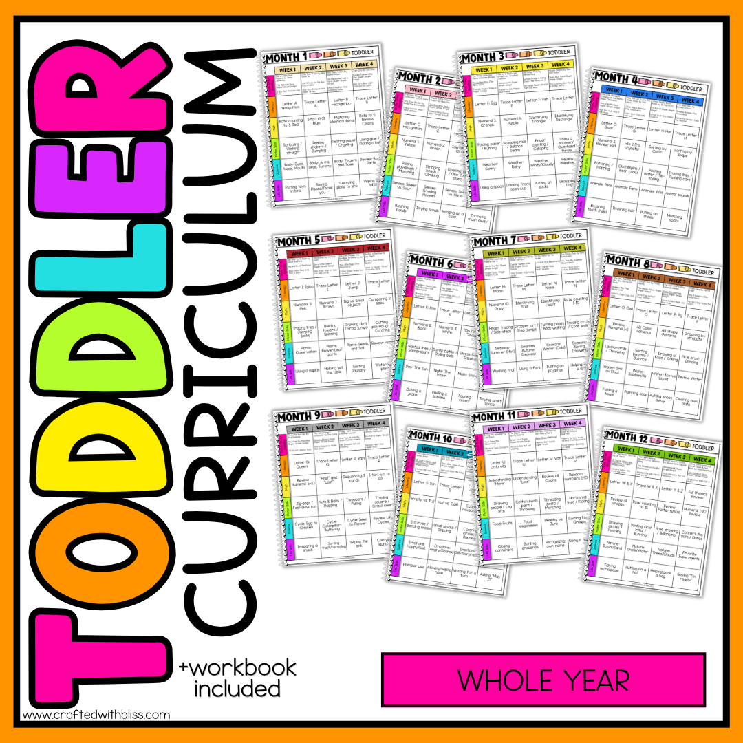October Month 3 Toddler Curriculum Workbook Homeschool Tot School Daycare