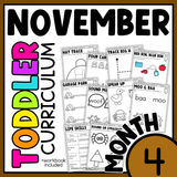 November Month 4 Toddler Curriculum Workbook Homeschool Tot School Daycare