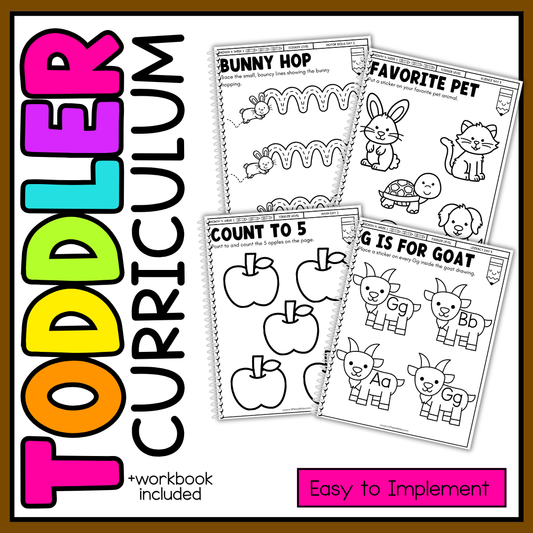 November Month 4 Toddler Curriculum Workbook Homeschool Tot School Daycare