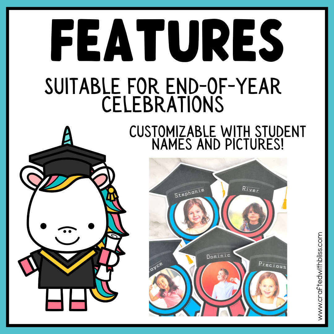 Editable Graduation Bulletin Decor [Pre-k, Preschool, Kinder] End of the Year