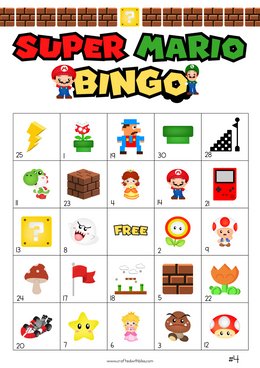 50 Super Mario Bingo Cards (5x5) – CraftedwithBliss