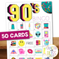 50 90's Theme Bingo Cards (5x5)