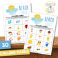 50 Beach Bingo Cards (5x5)