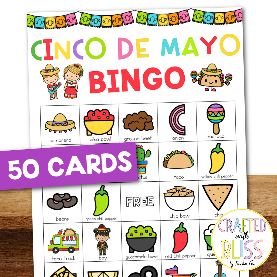 50 Cinco De Mayo Bingo Cards (5x5)