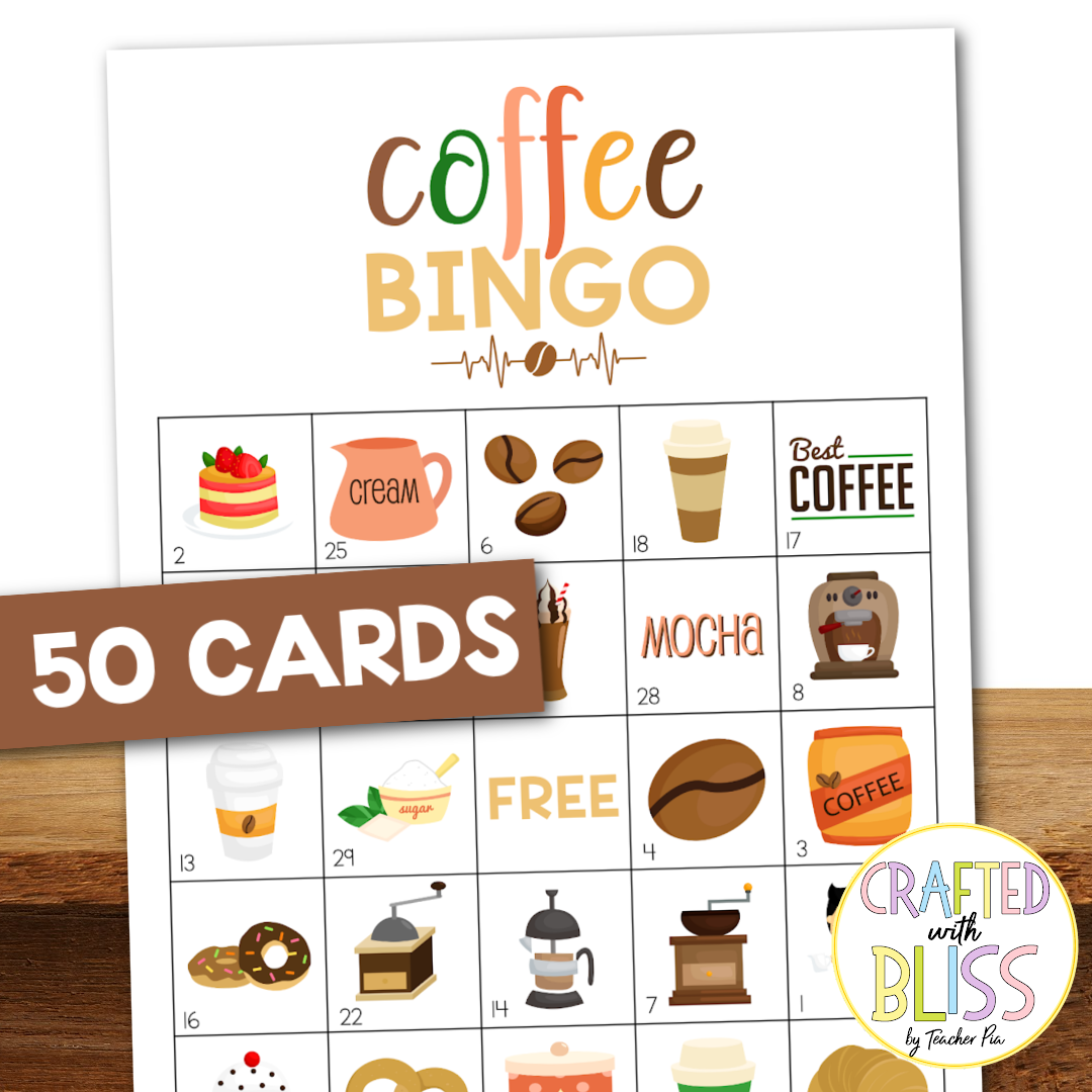 50 Coffee Bingo Cards (5x5)