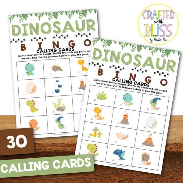 50 Dinosaur Bingo Cards (5x5) – Craftedwithbliss