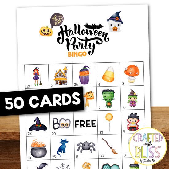 50 Watercolor Halloween Bingo Cards (5x5) – CraftedwithBliss