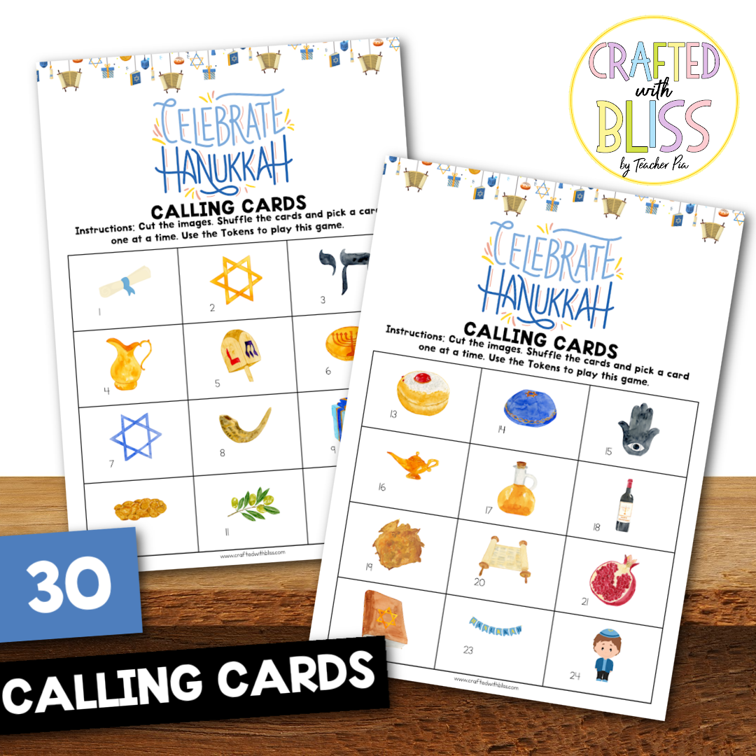 50 Hanukkah Bingo Cards (5x5)