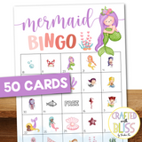 50 Mermaid Bingo Cards (5x5)