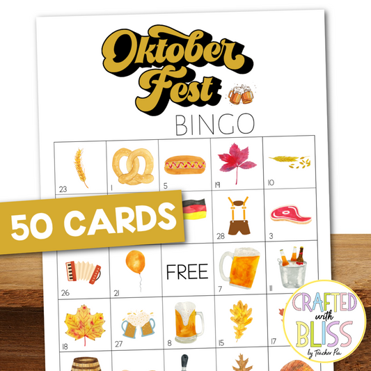 50 Oktoberfest Bingo Cards (5x5)