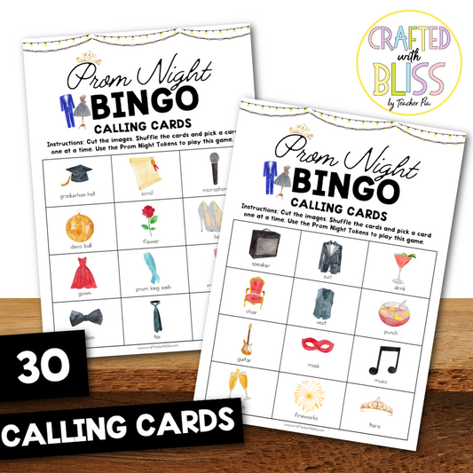 50 Prom Night Party Bingo Cards (5x5)
